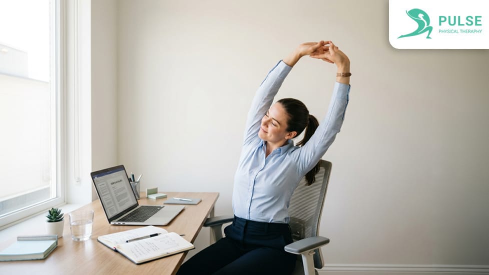 Office worker experiencing lower back pain due to prolonged sitting poor posture