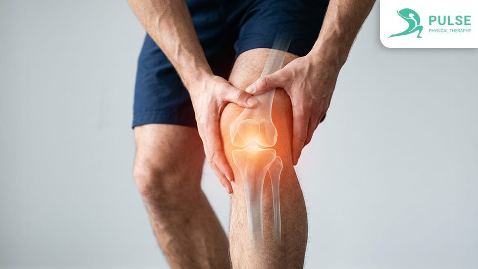 Physical therapist evaluating knee alignment in Hinsdale