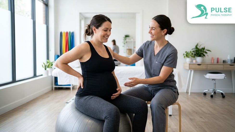Patient performing pelvic floor strengthening exercises during therapy