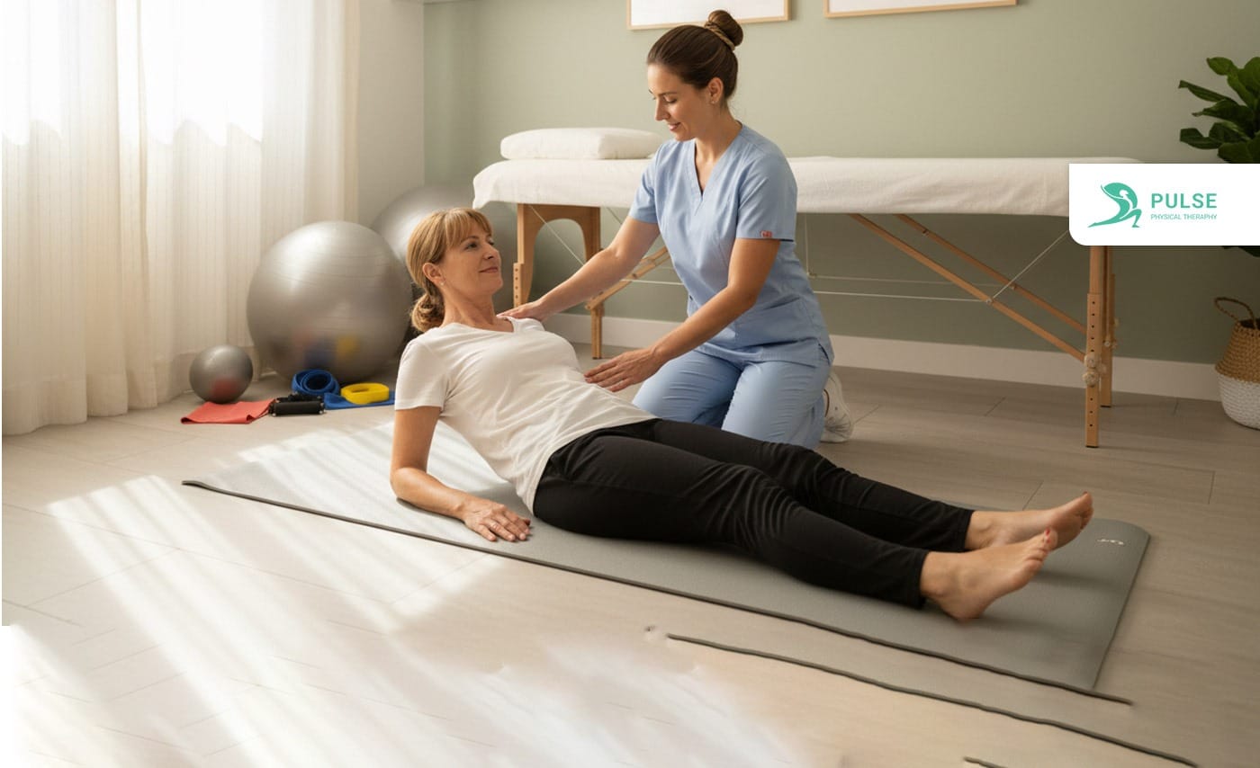 Physical therapist helping patient with pelvic health treatment in Hinsdale