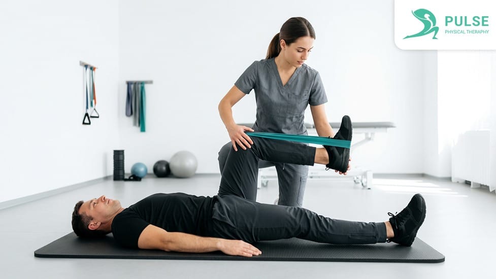 Physical therapist helping a patient build strength during GLP-1 weight loss